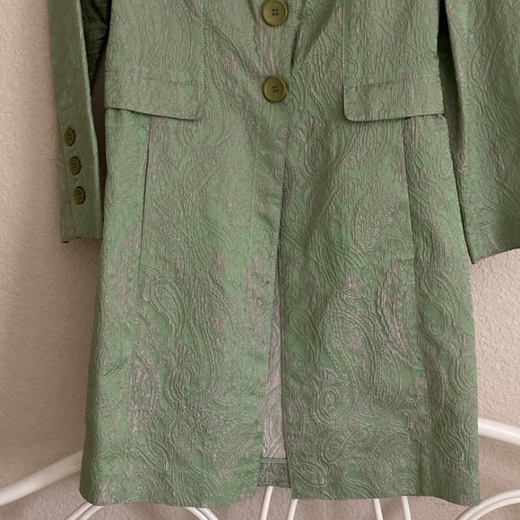 Vtg USA Made 75% Silk Paisley Jacquard Trench Coat - Picture 3 of 12